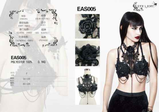 EAS5 - Gothic Lace Bra with Rose Design - Image 6