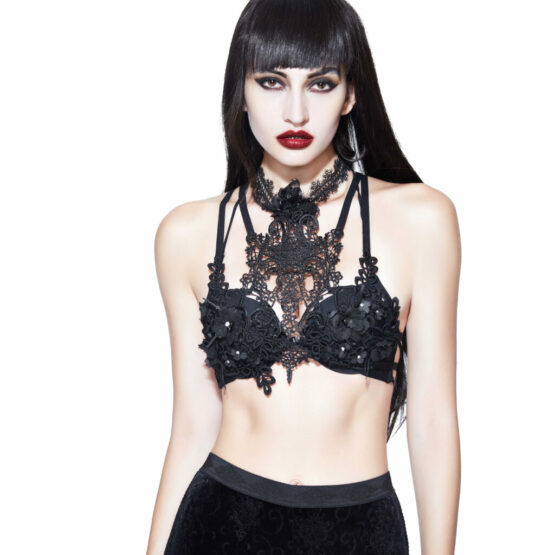 EAS5 - Gothic Lace Bra with Rose Design
