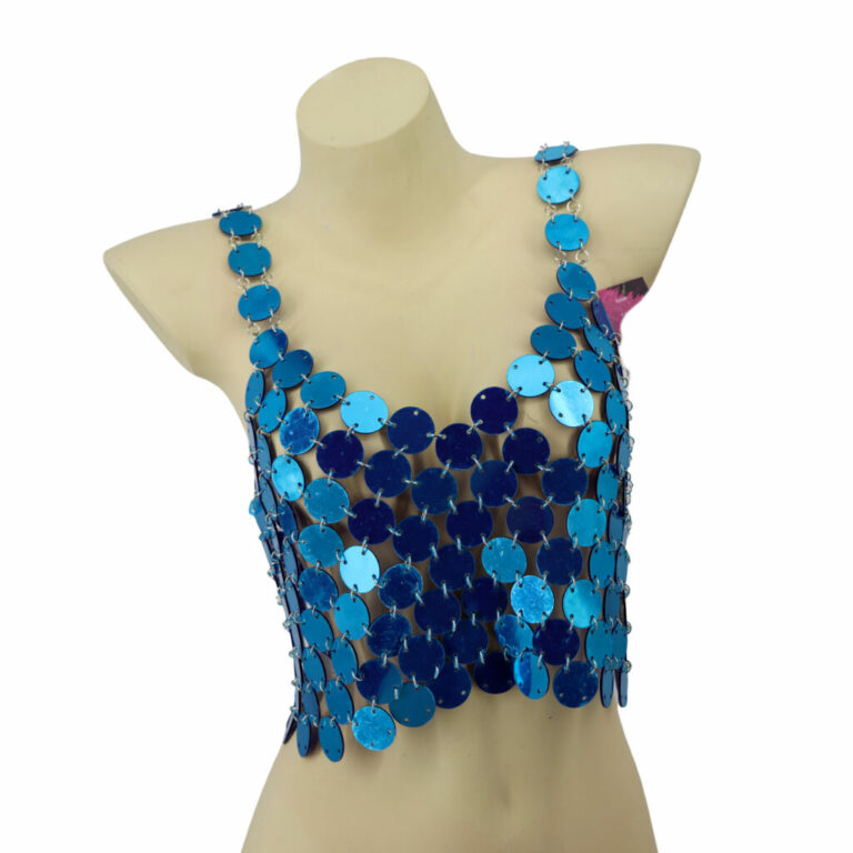 14749-T - Azul Reflective Coin Chain Halter Top - Image 6