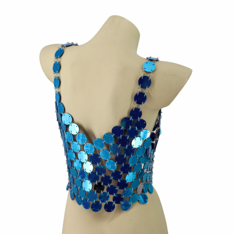 14749-T - Azul Reflective Coin Chain Halter Top - Image 7