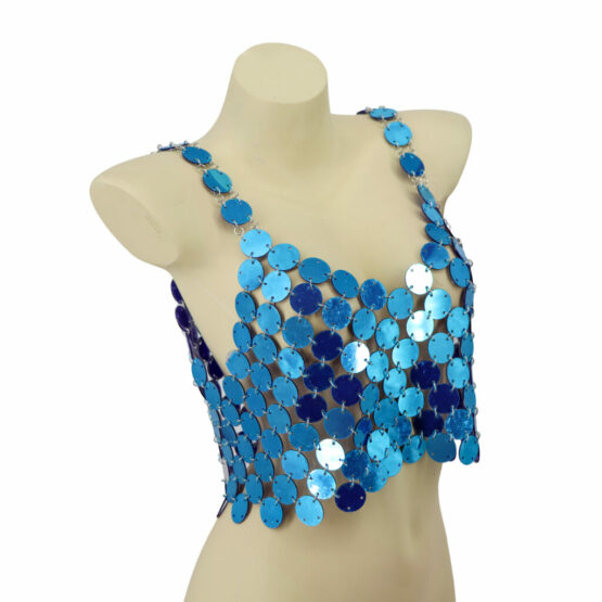 14749-T - Azul Reflective Coin Chain Halter Top - Image 5