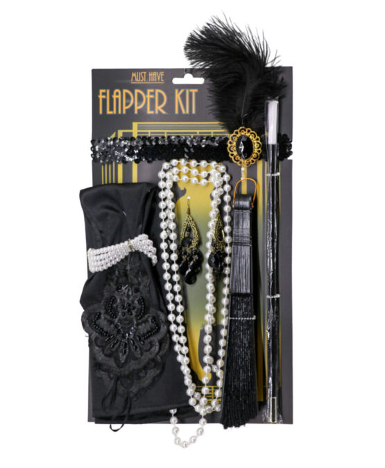 70513 - flapper kit-7pcs (gloves, headband, Necklace, cigarette holder, earrings, fan, bracelet) - Image 3