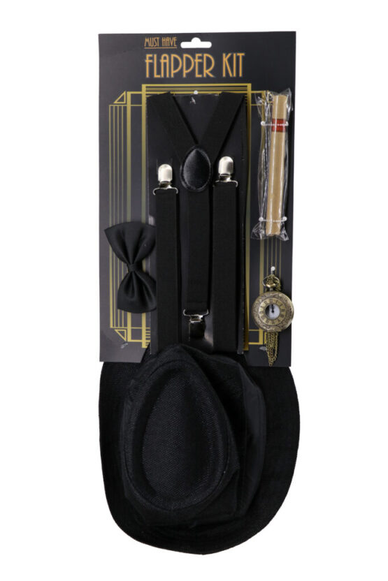 70515 - flapper kit-Men (hat, bow, faux cigar, suspenders, mustache stamps, watch) - Image 5