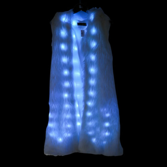 LED810 - LED Faux Fur Long Jacket with Hood - Image 3