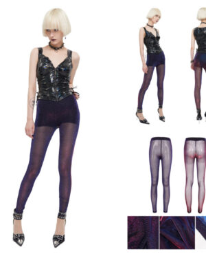 PT196 - Purple Galactic Transparent Leggings-2XL