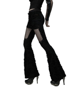 WK485 - Gothic Flare pants with Mesh panel