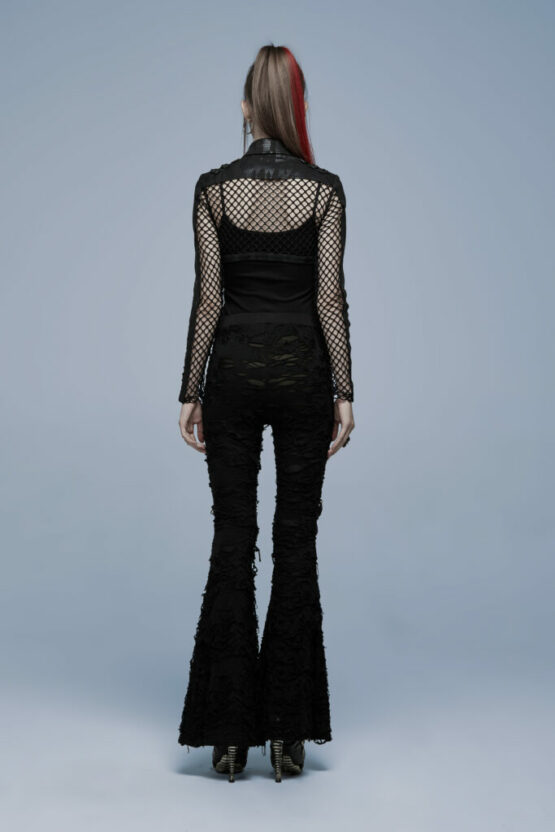 WK485 - Gothic Flare pants with Mesh panel - Image 2