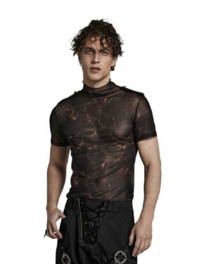 WT802 - Ornate Jacquard Mesh T-shirt