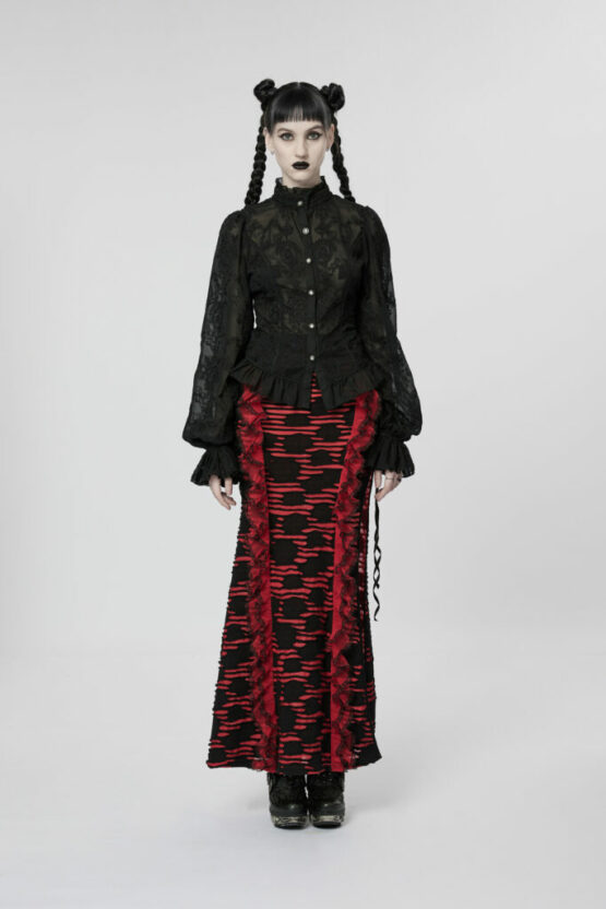 WY1267 - Gothic Chiffon Embroidered Blouse - Image 3