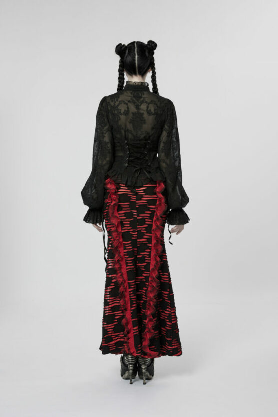 WY1267 - Gothic Chiffon Embroidered Blouse - Image 2
