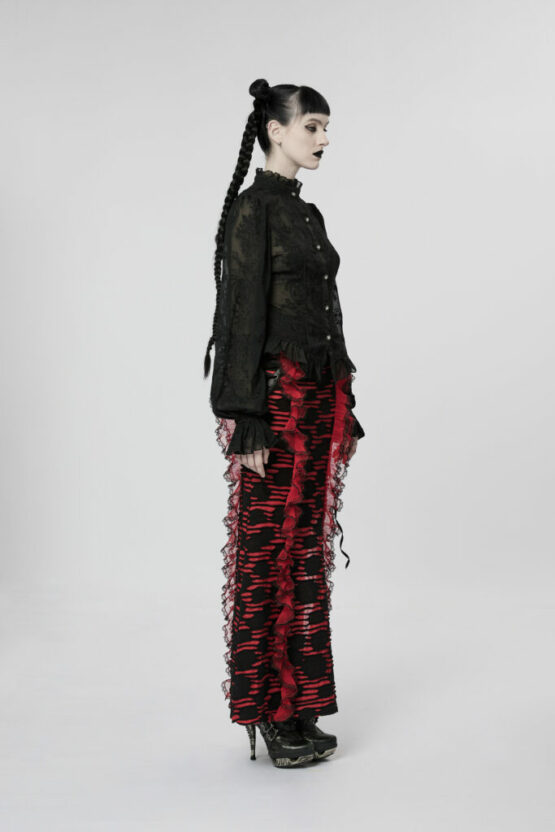WY1267 - Gothic Chiffon Embroidered Blouse - Image 4