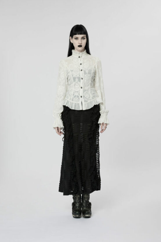 WY1267 - Gothic Chiffon Embroidered Blouse - Image 6