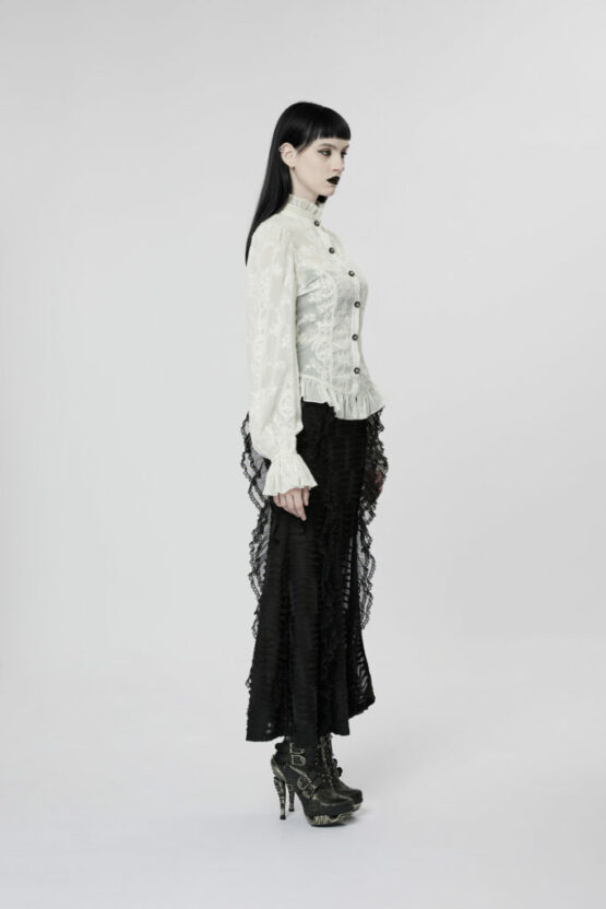 WY1267 - Gothic Chiffon Embroidered Blouse - Image 8