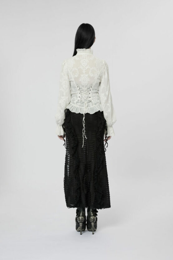 WY1267 - Gothic Chiffon Embroidered Blouse - Image 9