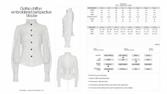 WY1267 - Gothic Chiffon Embroidered Blouse - Image 10