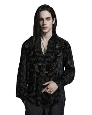 WY1468 - Goth Piranha Pattern Velvet Shirt