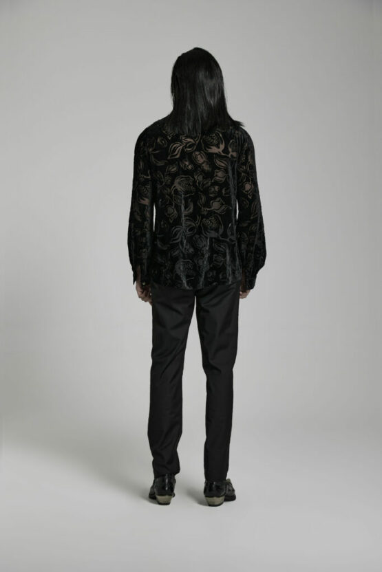 WY1468 - Goth Piranha Pattern Velvet Shirt - Image 2