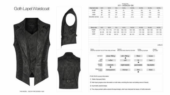 WY1469 - Goth Jacquard  Lapel Waistcoat - Image 4