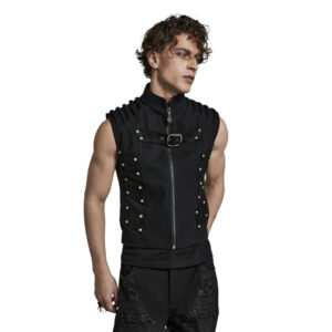 WY1473 - Geometric Suede Punk Vest with Rivets