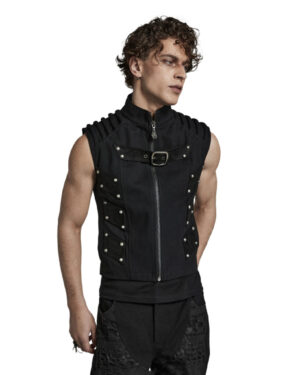 WY1473 - Geometric Suede Punk Vest with Rivets