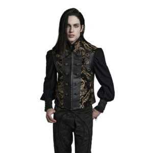 WY1489 - Gold and Black Jacquard Ornate Waistcoat