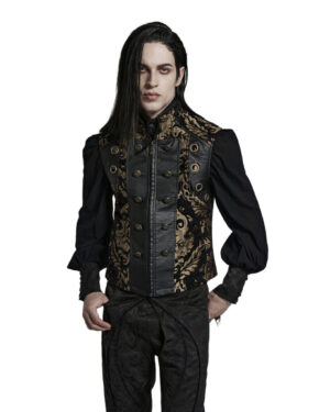 WY1489 - Gold and Black Jacquard Ornate Waistcoat