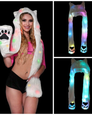 LED700- LED Faux Fur Bear Hoodie