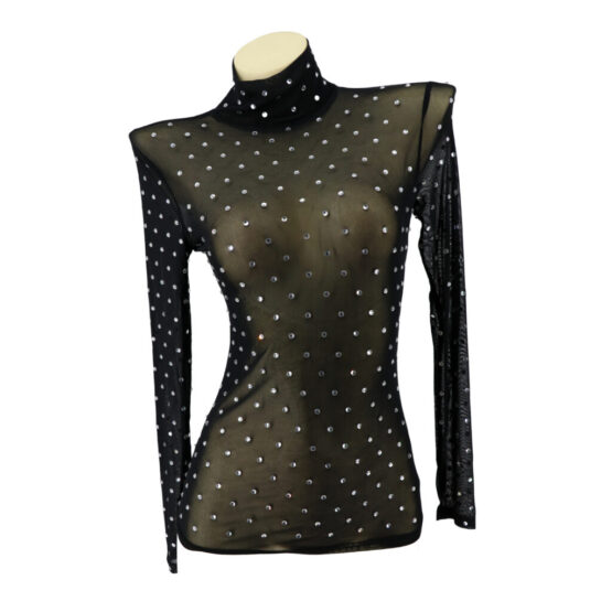 14529 - Mesh Long Sleeve with Rhinestone Top - Image 3