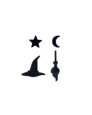 26243 - Halloween Earrings - Star, Moon, Hat, Broom