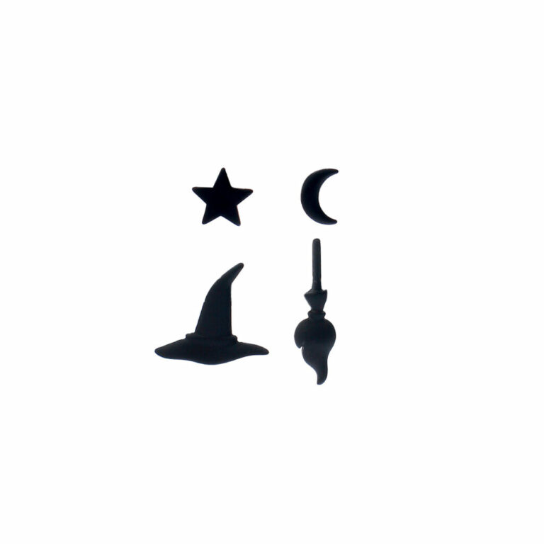 26243 - Halloween Earrings - Star, Moon, Hat, Broom