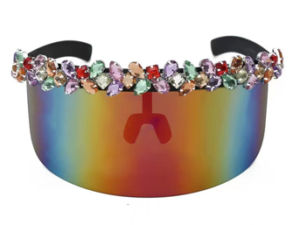 69087 - Rainbow Visor Glasses with Mutli Color Crystals