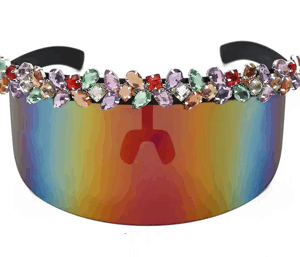 69087 - Rainbow Visor Glasses with Mutli Color Crystals