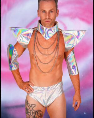 7917 - 3 PC Silver Graphic Galactic Costume with Chains