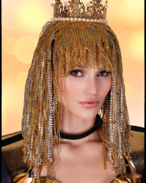 7919-CRN - Showgirl, Egyptian, Cleopatra, Crown with Hair Wig Set