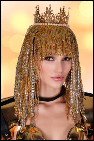 7919-CRN - Showgirl, Egyptian, Cleopatra, Crown with Hair Wig Set