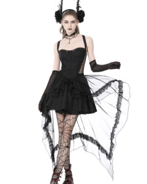 DW766 - Gothic Doll Cold Waist Swallowtail Halter Dress