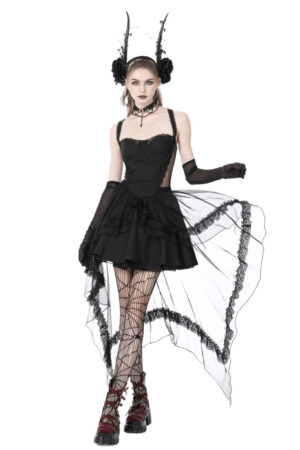 DW766 - Gothic Doll Cold Waist Swallowtail Halter Dress