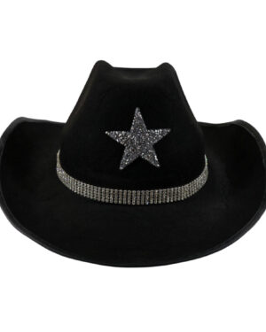JC569 - Cowboy Hat with Stars and Rhinestone Chain