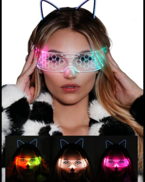 LED102 - LED Honeycomb Futuristic Glasses