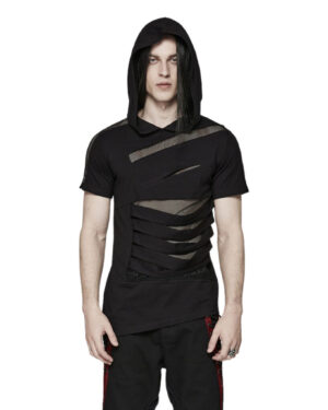 WT774 - Slashed with Mesh Hooded T-Shirt