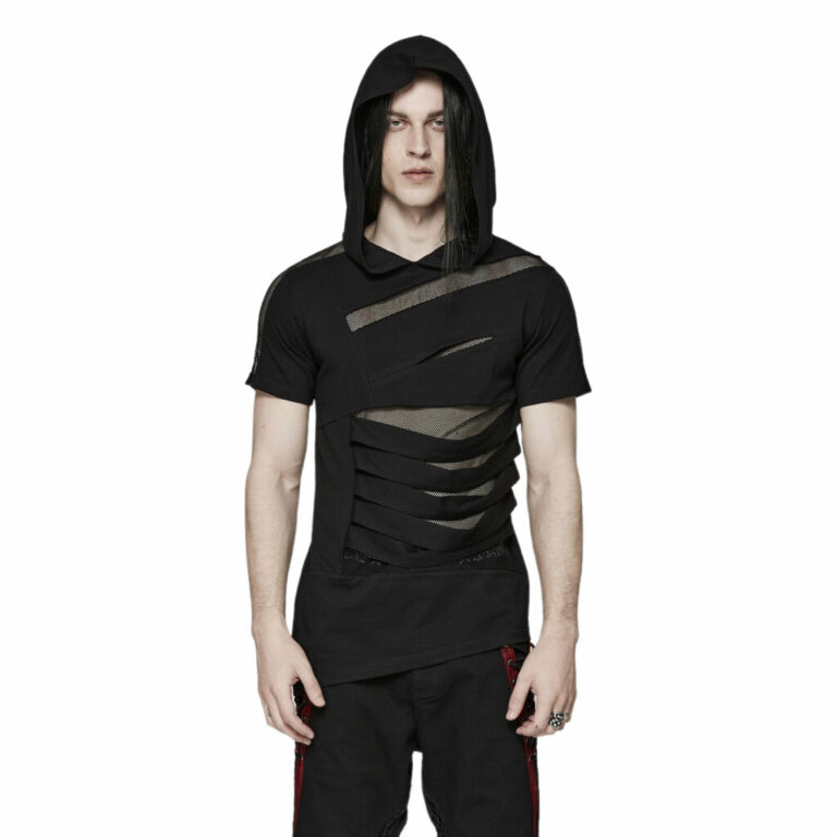 WT774 - Slashed with Mesh Hooded T-Shirt