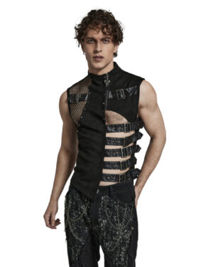 WY1462 - Suede Punk Vest with Mesh and Side buckles