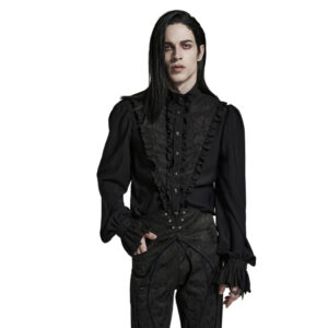 WY1486 - Goth chiffon Stand Collar Shirt