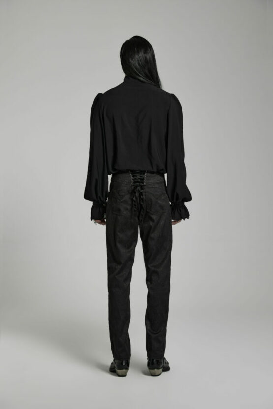 WY1486 - Goth chiffon Stand Collar Shirt - Image 2