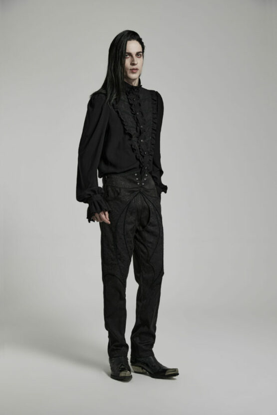 WY1486 - Goth chiffon Stand Collar Shirt - Image 4