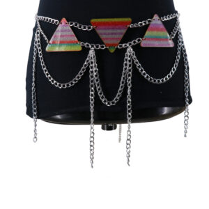 14309BRNB - Acrylic pyramid belt-Rainbow