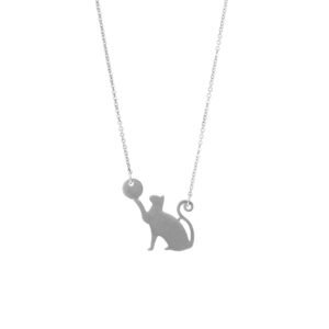 17256 - ms simple cat with ball necklace