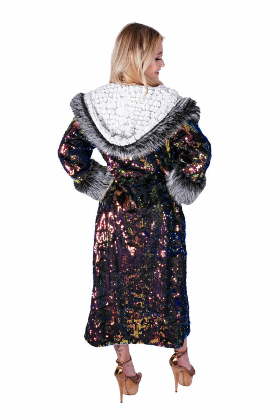 2574 - Grey Fur Sequin Coat - Image 2