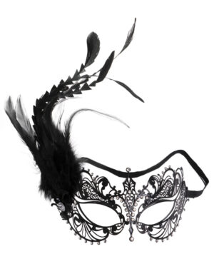 63262 - Metal Mask w/ Diamonds, Feathers, and Elastic Band