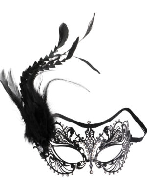 63262 - Metal Mask w/ Diamonds, Feathers, and Elastic Band